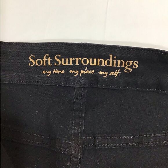 Soft Surroundings Black Wax Coated Embroidered Denim Jeans - Picture 3 of 10